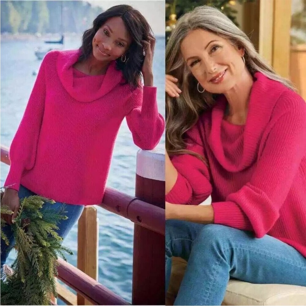 BOGO! Soft Surroundings Calanthe Cashmere Pullover Sweater Pink Size Large